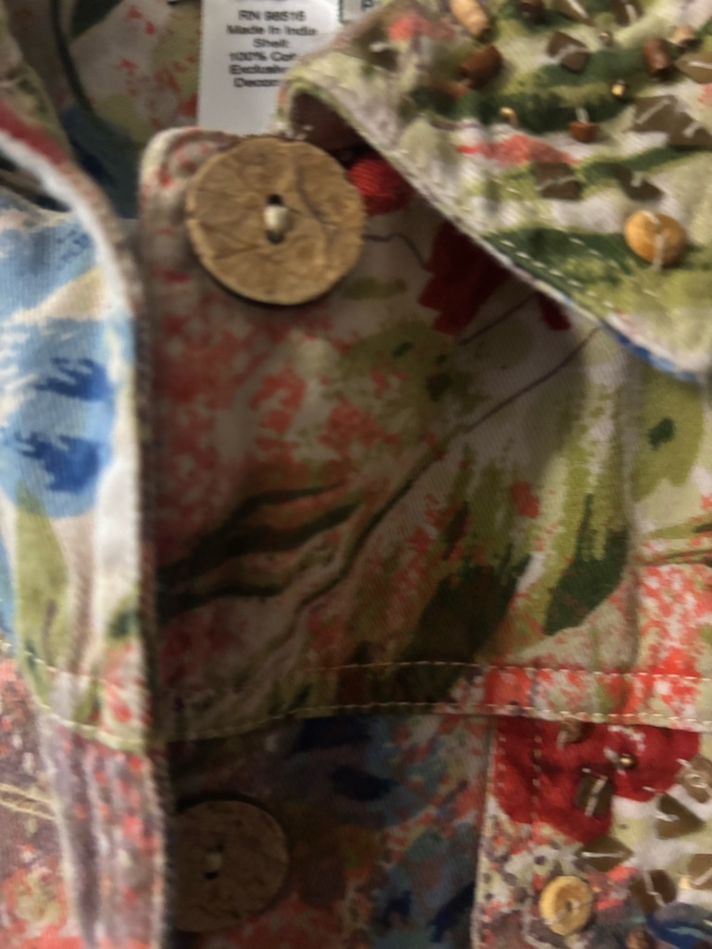 Coldwater Creek Floral Embellished Jacket boho beaded statement - Picture 4 of 8
